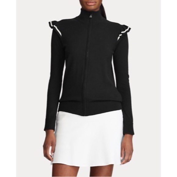 Polo GOLF Ralph Lauren Sweater Cashmere Wool Ruffle Trim Knit Size M New w/Tag - Picture 10 of 10